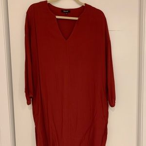 Madewell mid sleeve red v-neck dress